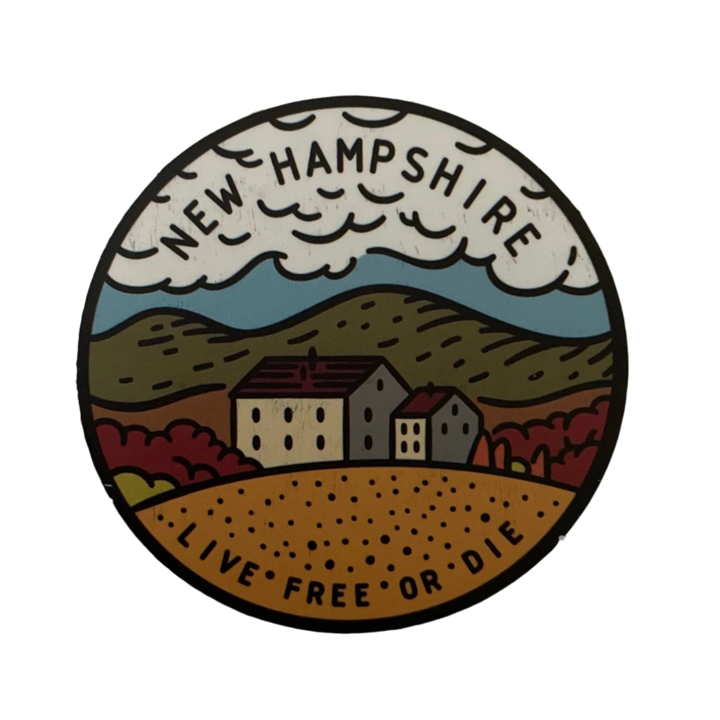 New Hampshire State Sticker - Circle