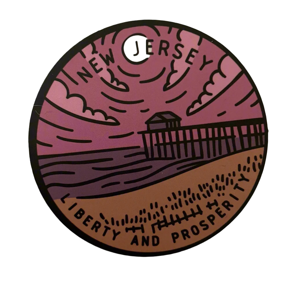 New Jersey State Sticker - Circle