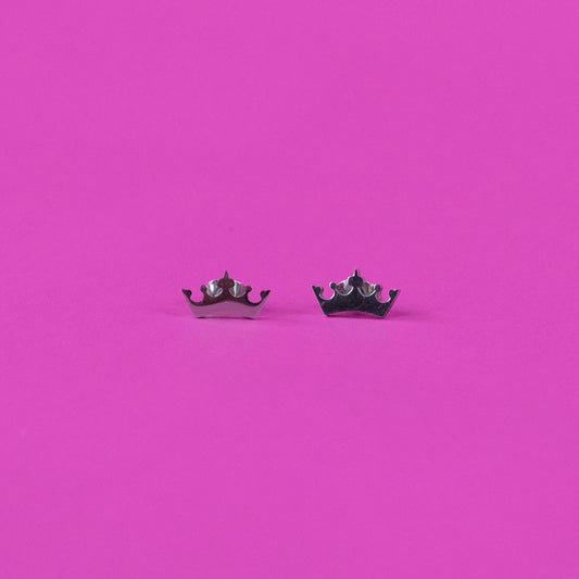 Stainless Steel Crown Stud Earrings