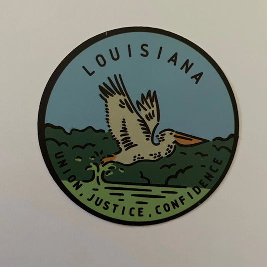 Louisiana State Sticker - Circle