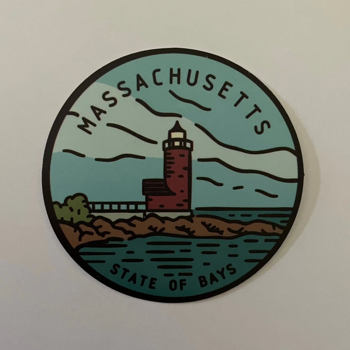 Massachusetts State Sticker - Circle